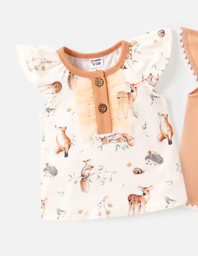 KIDS - Ruffle Me Up Top - Forest Animals - Baby/Toddler