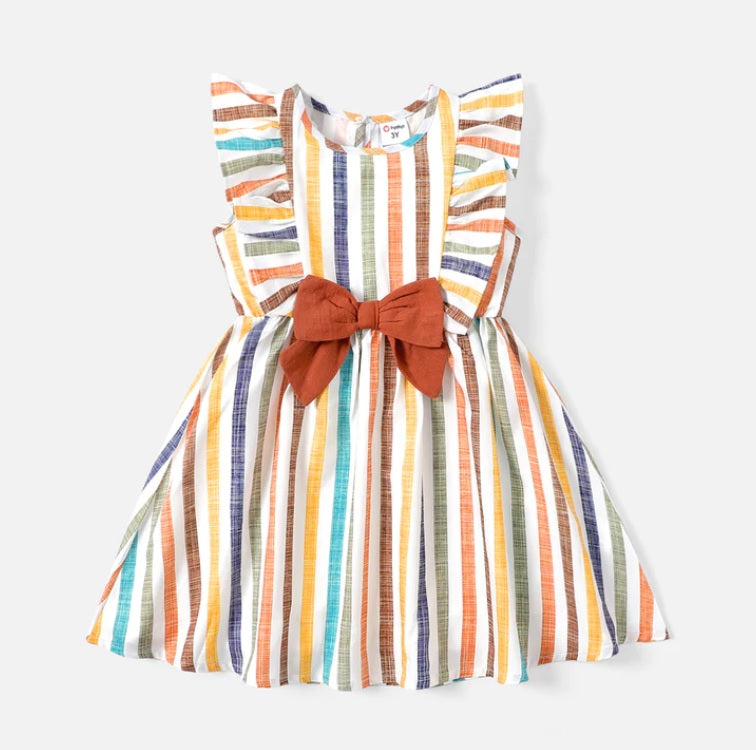 KIDS - Striped Bowknot Dress - Baby/Toddler/Kid