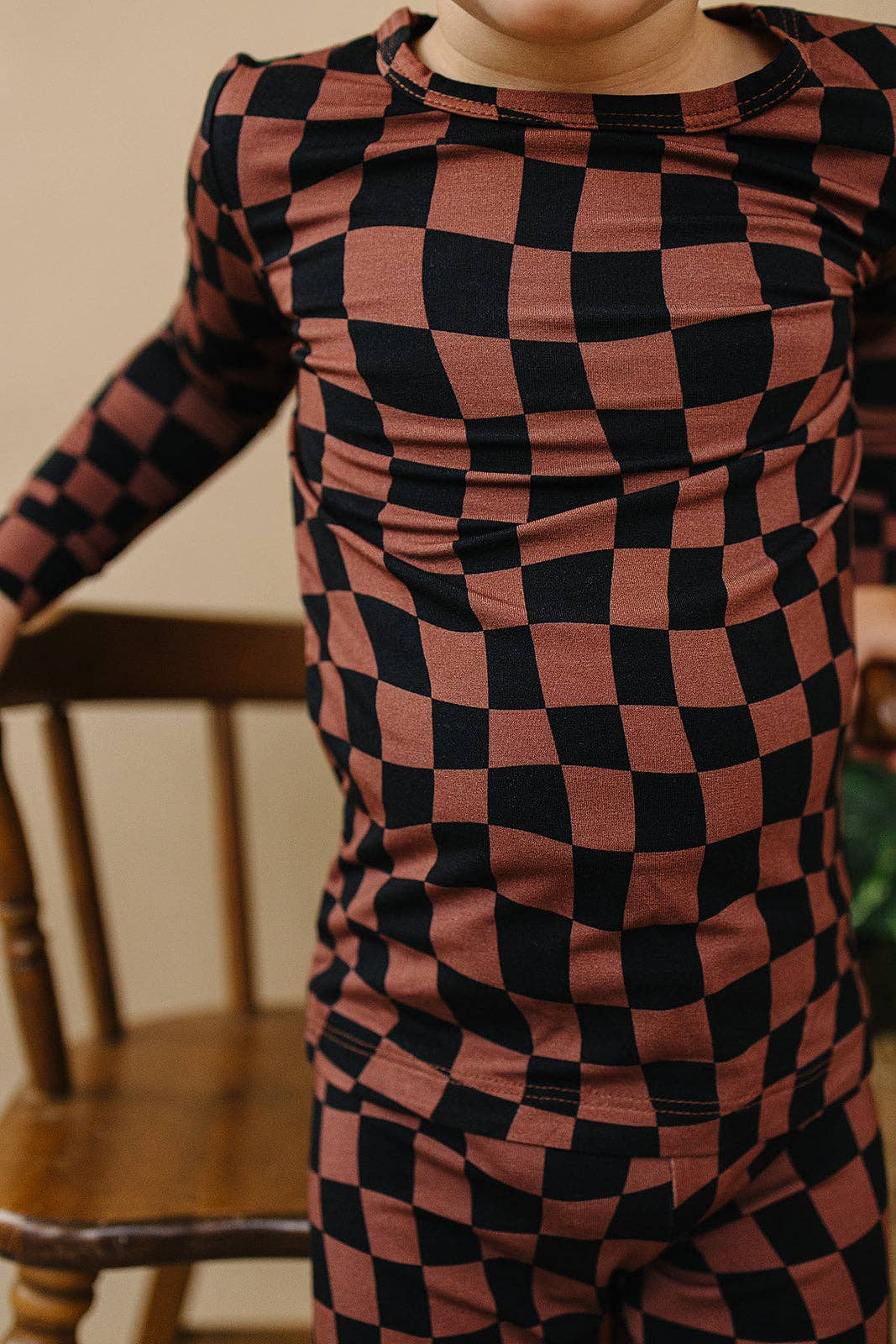 KIDS - Chocolate Checkered Two Piece Set - Toddler/Kids