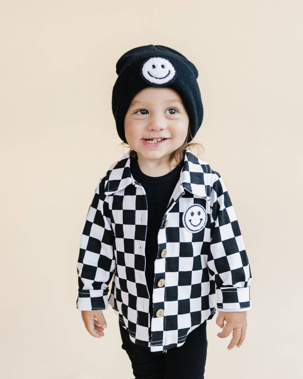 KIDS - Checkered Cotton Shacket - Black - Baby/Toddler/Kids