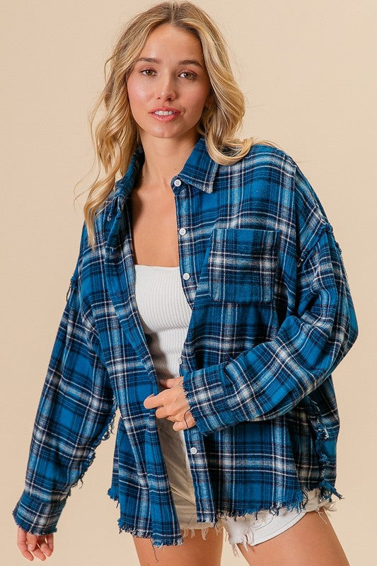 Venture Out Plaid Button-Up Top