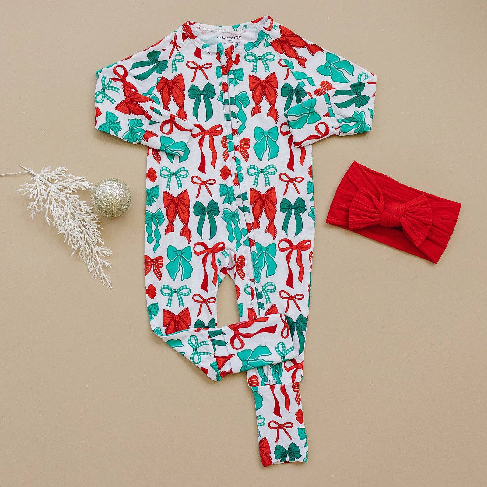 KIDS - Merry Bows Romper - Baby/Toddler