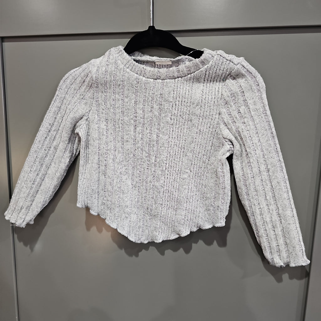 KIDS - Grey Long-Sleeved Ribbed Top - Baby/Toddler