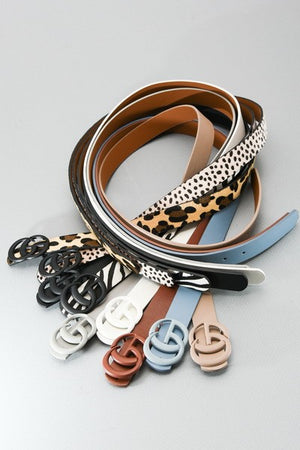 Basic Matte Buckle Fashion Belt - Taupe