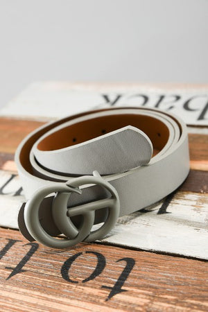 Basic Matte Buckle Fashion Belt - Grey