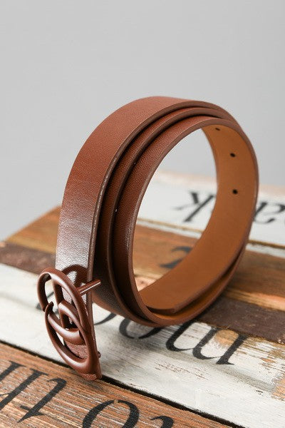 Basic Matte Buckle Fashion Belt - Brown