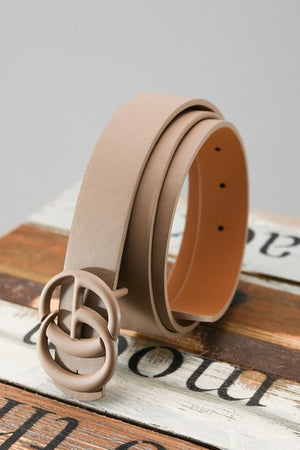 Basic Matte Buckle Fashion Belt - Taupe