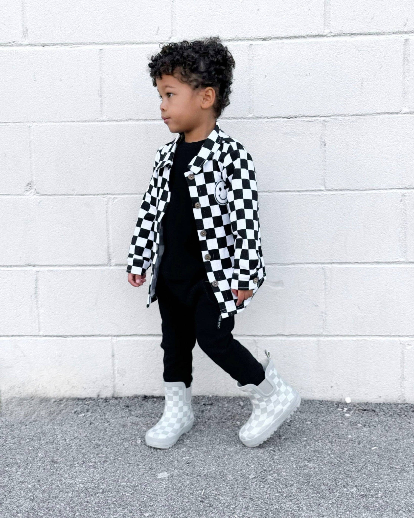 KIDS - Checkered Cotton Shacket - Black - Baby/Toddler/Kids