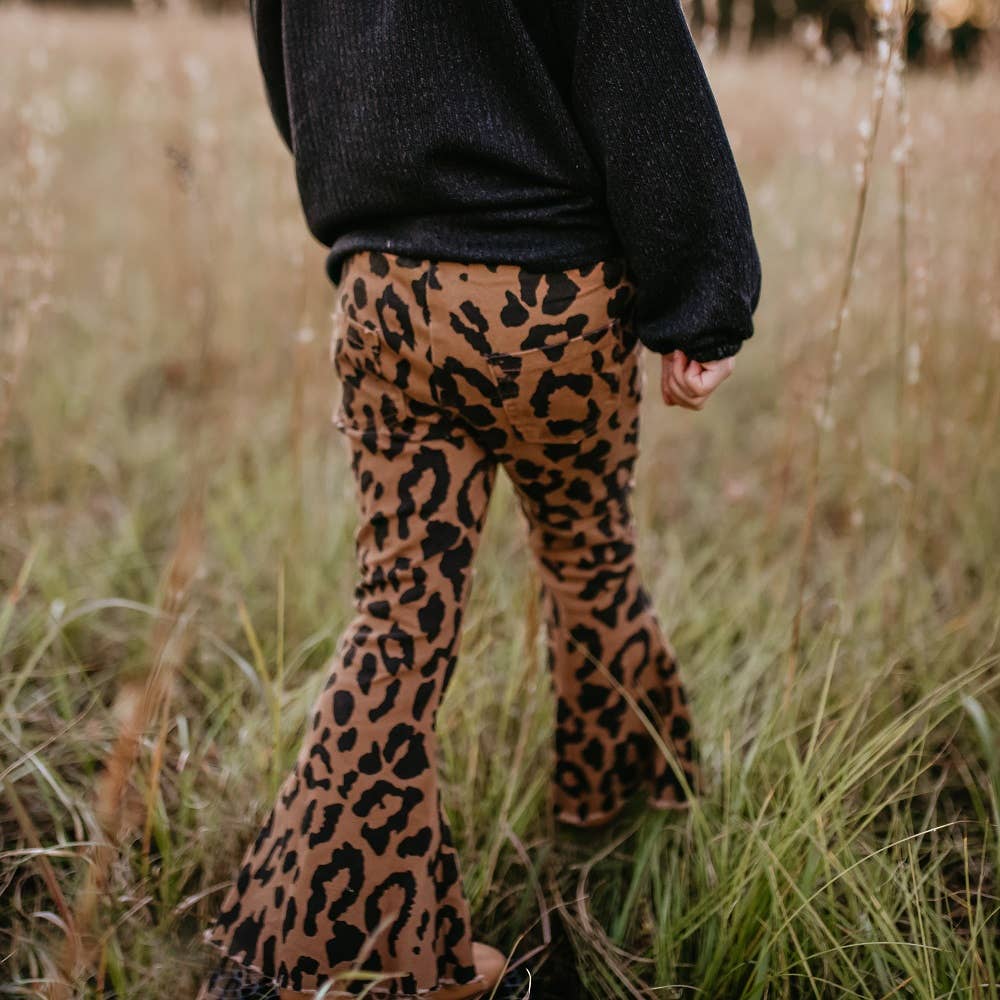 KIDS - Leopard Denim Flare Pants - Kids