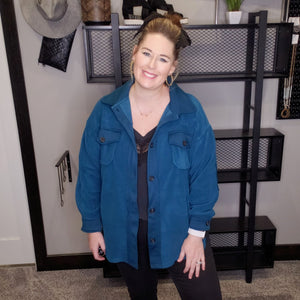 Subtle Allure Fleece Shacket - Teal