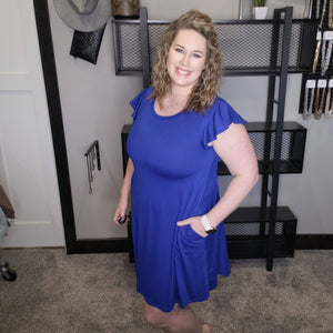 See You Again Basic Dress - Royal Blue