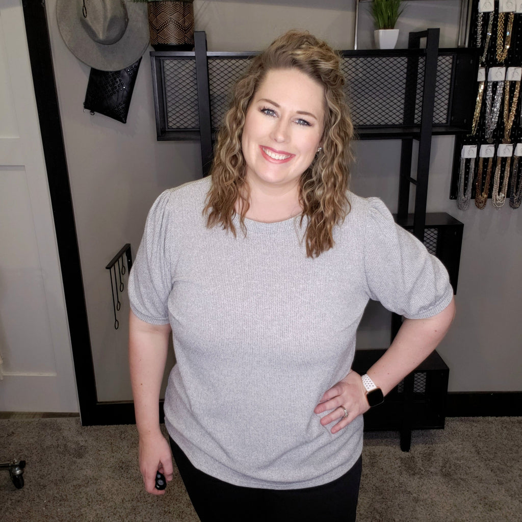 Blissful Days Basic Top - Heather Grey