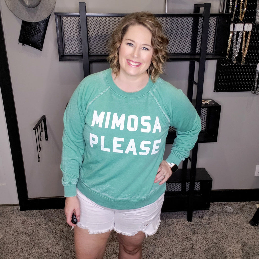 Mimosa Please Graphic Sweatshirt Top - Recycled Karma