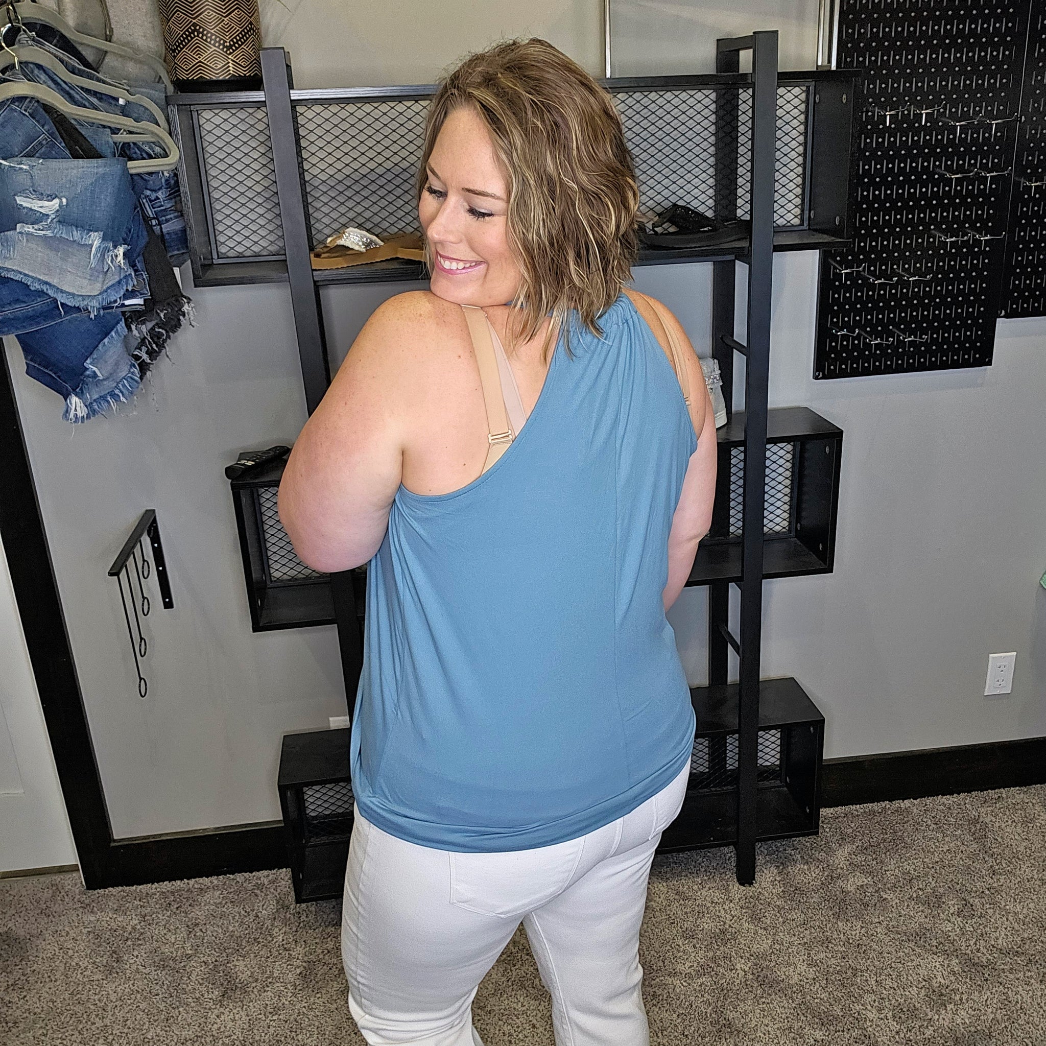 It's My Time Basic Tank - Blue Grey