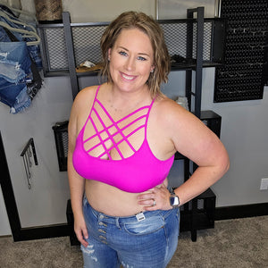 Cross My Heart Bralette - Neon Hot Pink