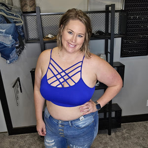 Cross My Heart Bralette - Bright Blue