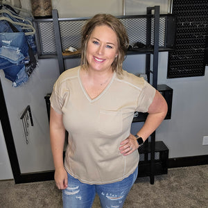 Awhile Longer Basic Top - Khaki