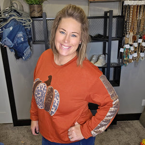 Corn Maze Pumpkin Graphic Pullover Top