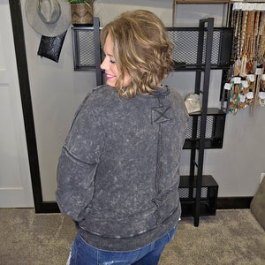 Wind Down Basic Pullover - Ash Black