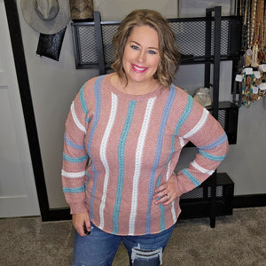 Raise The Standard Striped Sweater - Pink