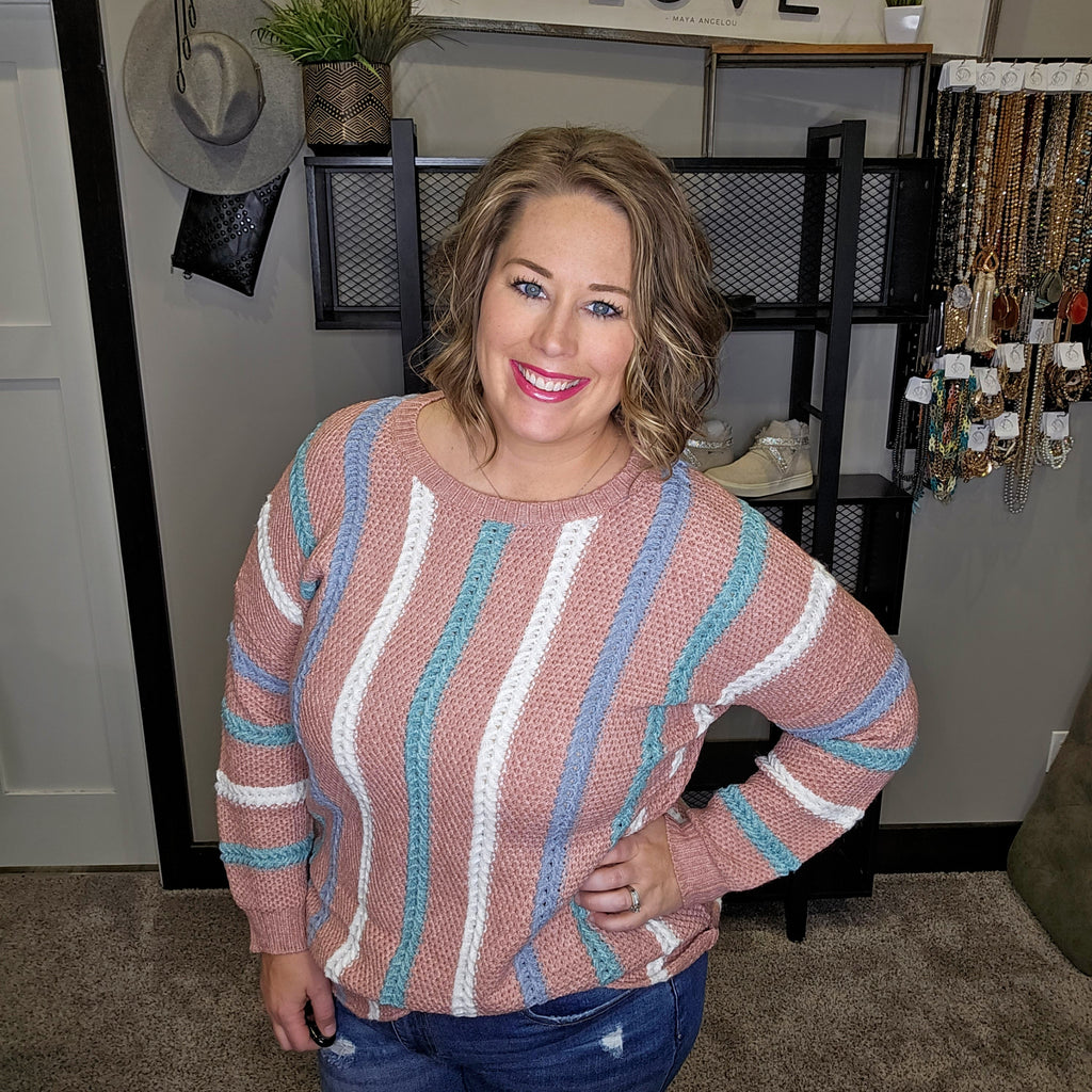 Raise The Standard Striped Sweater - Pink