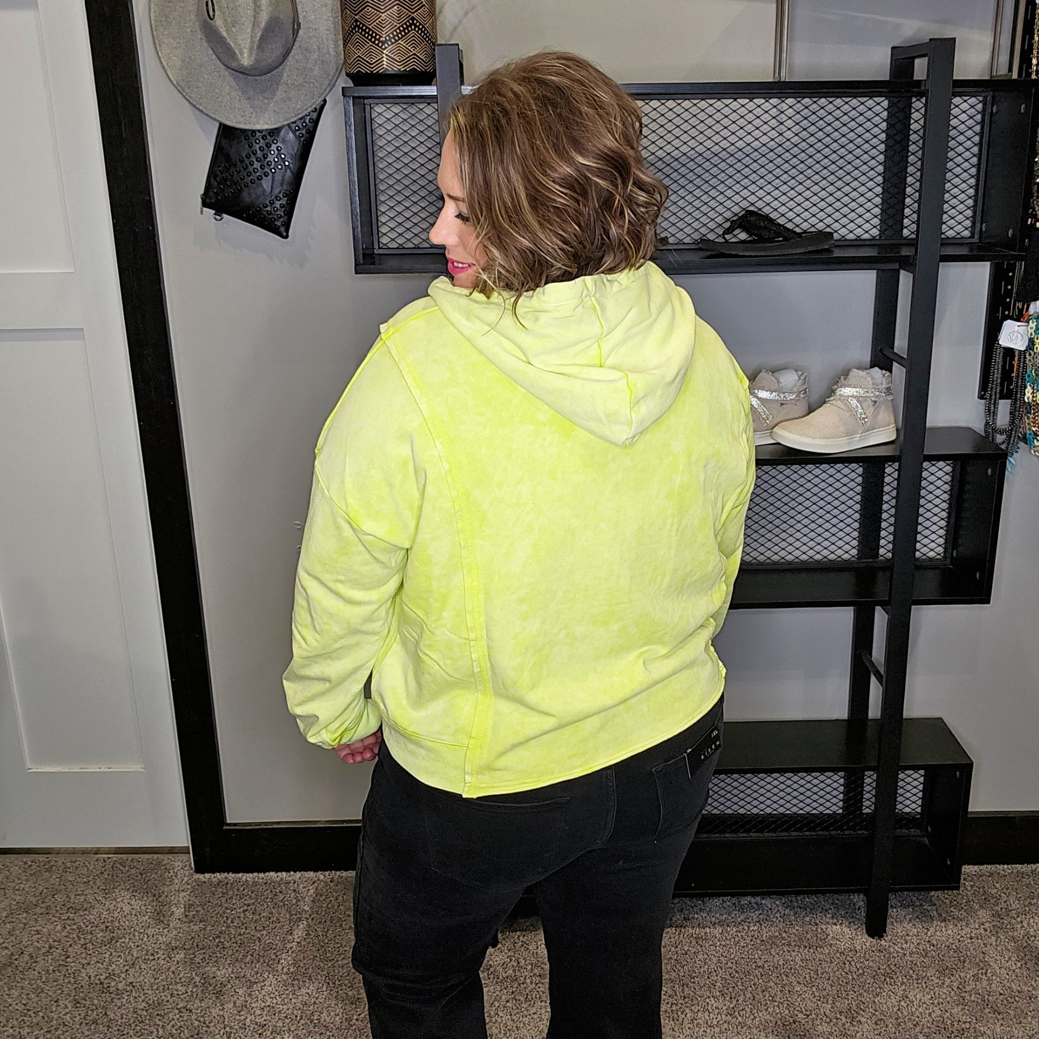 Easily Impressed Acid-Washed Hoodie Sweatshirt