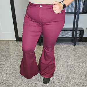 The Dwayne Colored Flare Jeans - Dark Burgundy