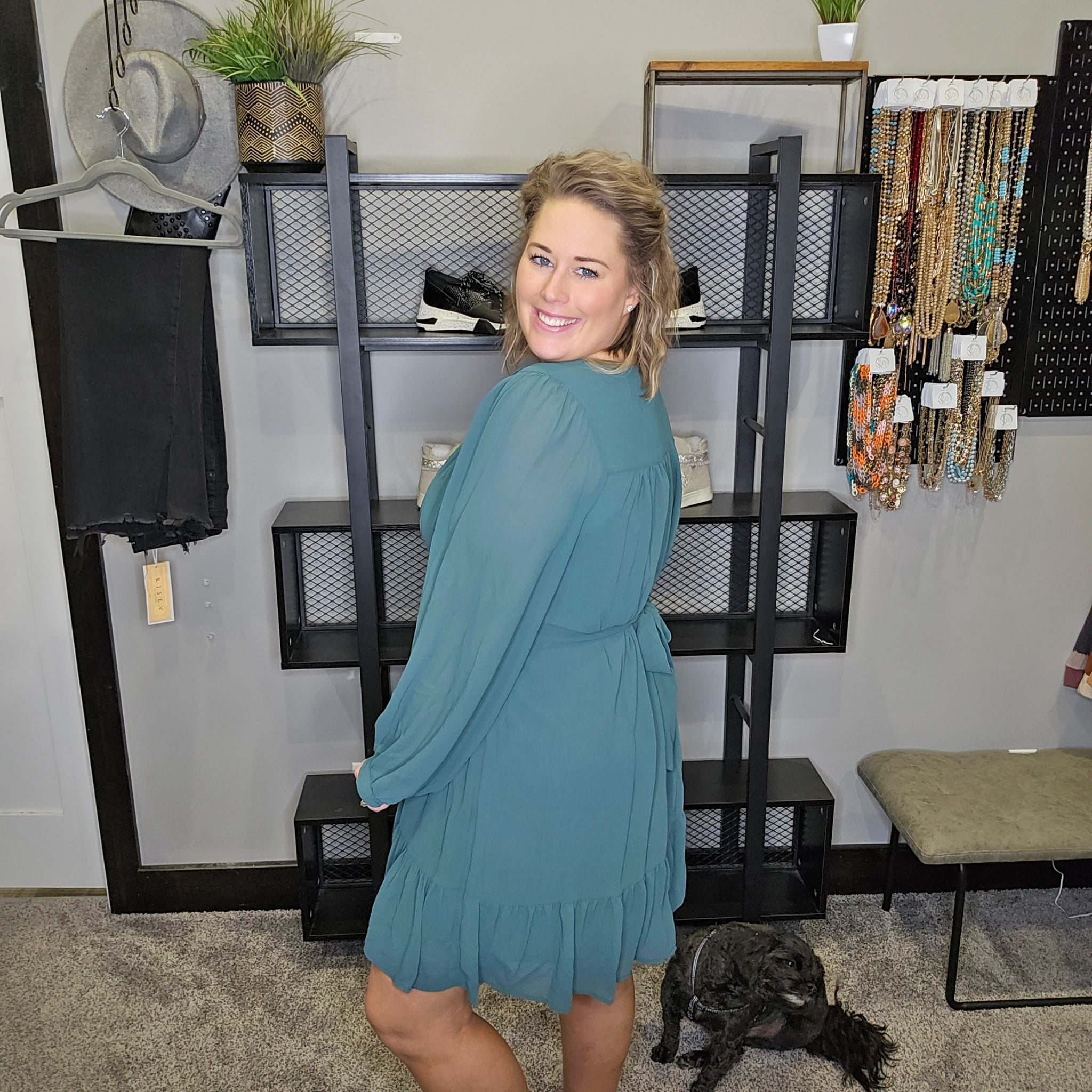 Let's Go To Dinner Dress - Teal