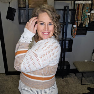 Calm My Mind Color Block Sweater - Orange