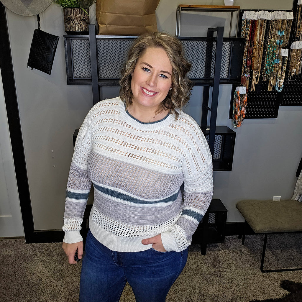 Calm My Mind Color Block Sweater - Sage