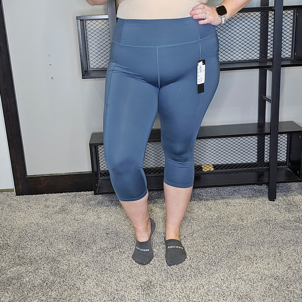 Never Back Down Capri Leggings - Iron Blue