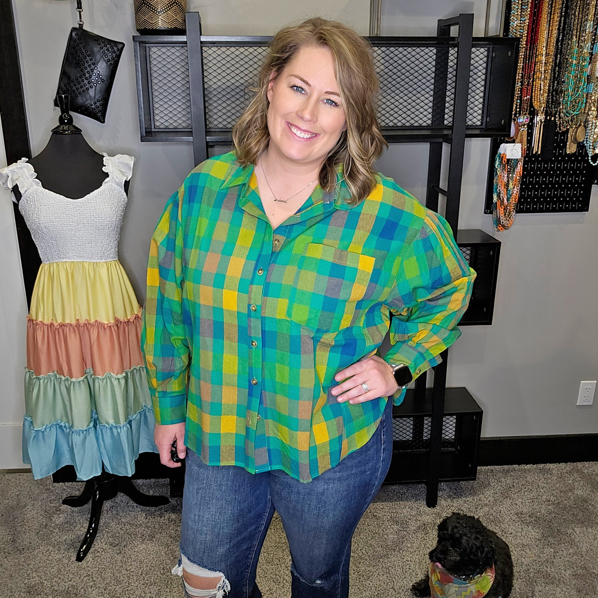 Big City Dreams Washed Plaid Top
