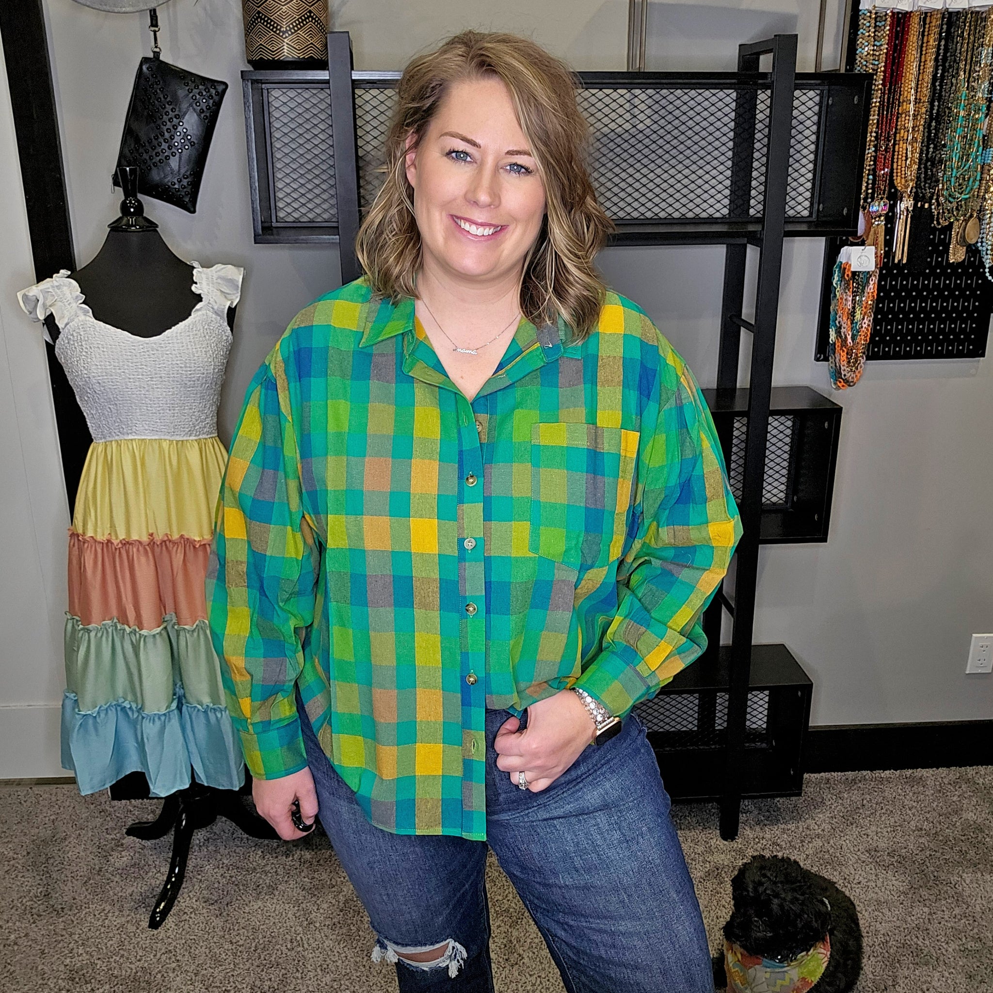 Big City Dreams Washed Plaid Top