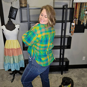 Big City Dreams Washed Plaid Top