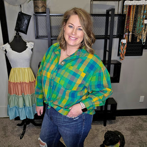 Big City Dreams Washed Plaid Top