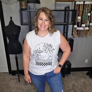 Checkers & Palm Trees Graphic Tank