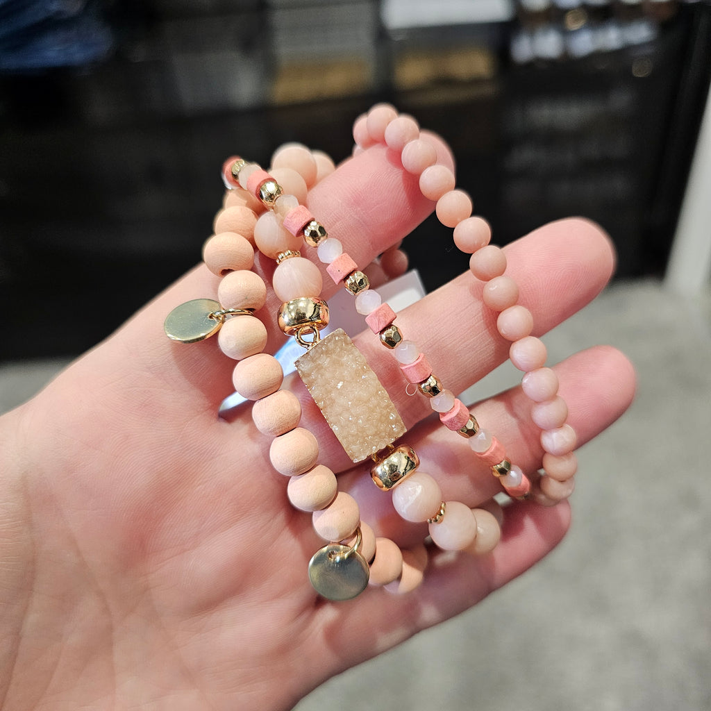Magnolia Stretch Bracelet Set - Peach