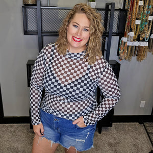 Checkered Mesh Top - Black/White – Urban Chic Boutique - NE