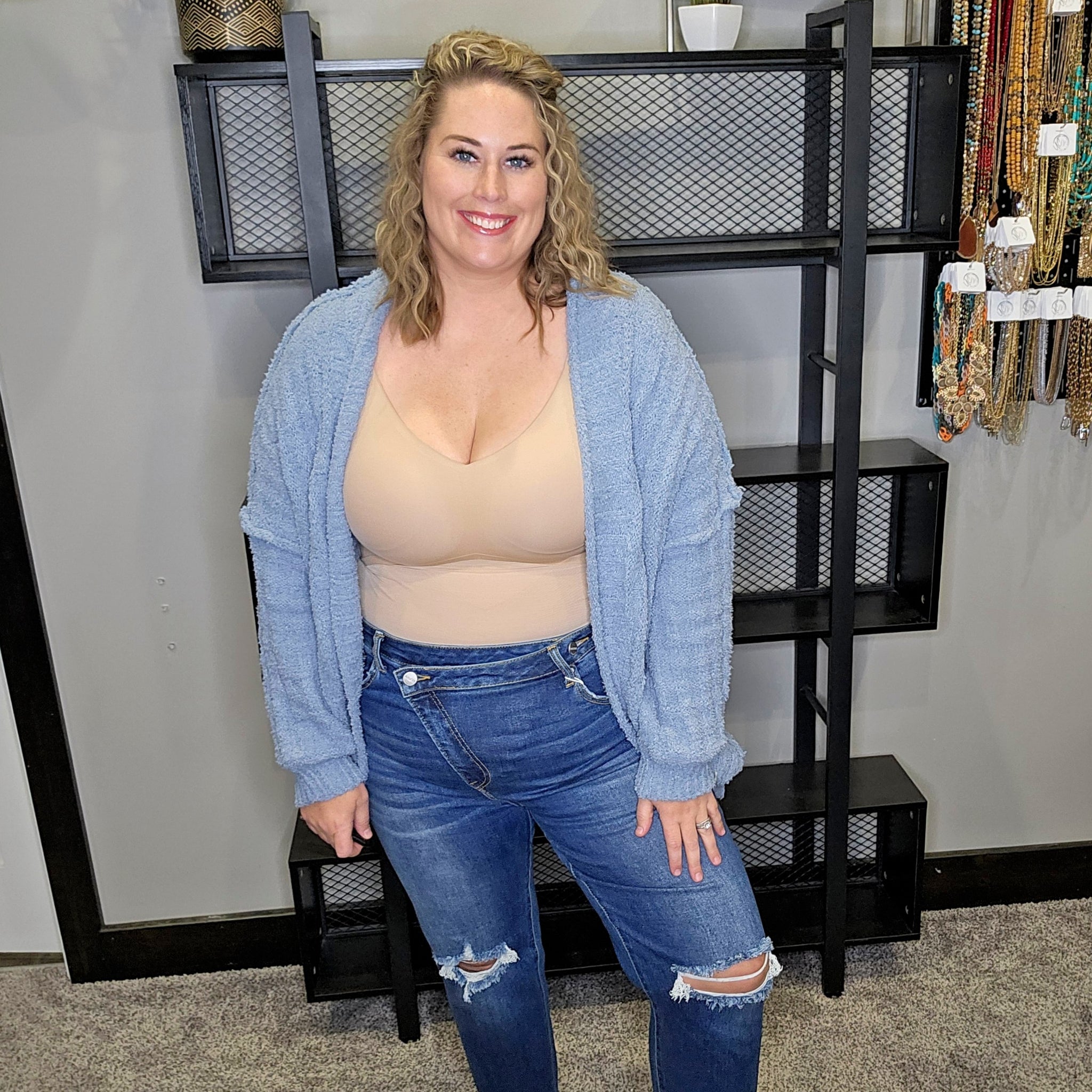 Fluffy Goodness Cardigan - Dusty Blue