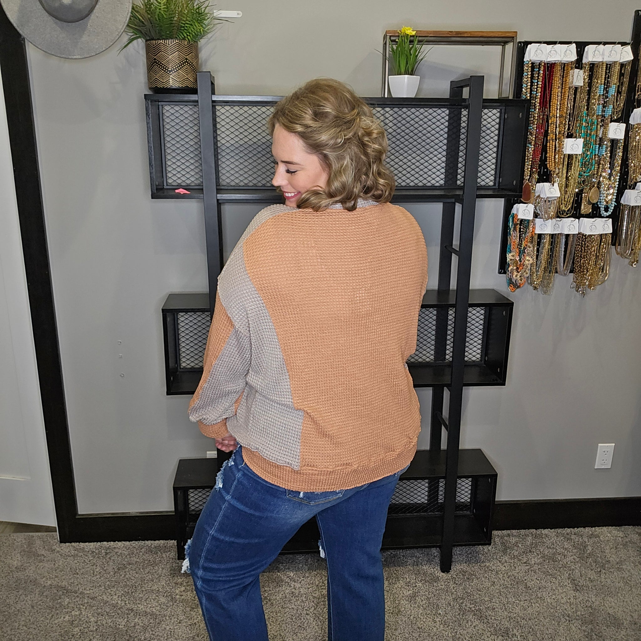 Let's Hear It Color Block Top - Mocha