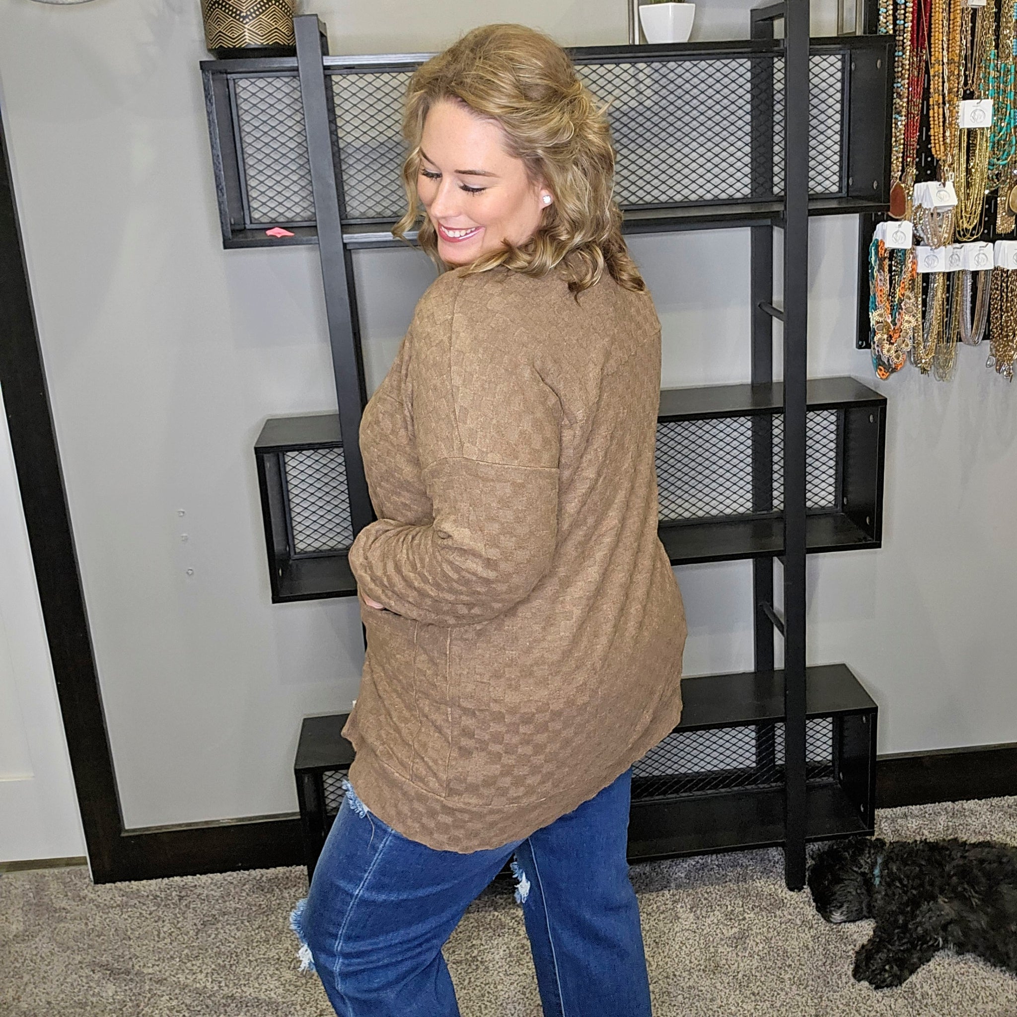 Let's Chill Out Checkered Cardigan - Mocha