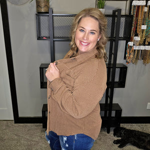 Have It All Ribbed Shacket - Chestnut