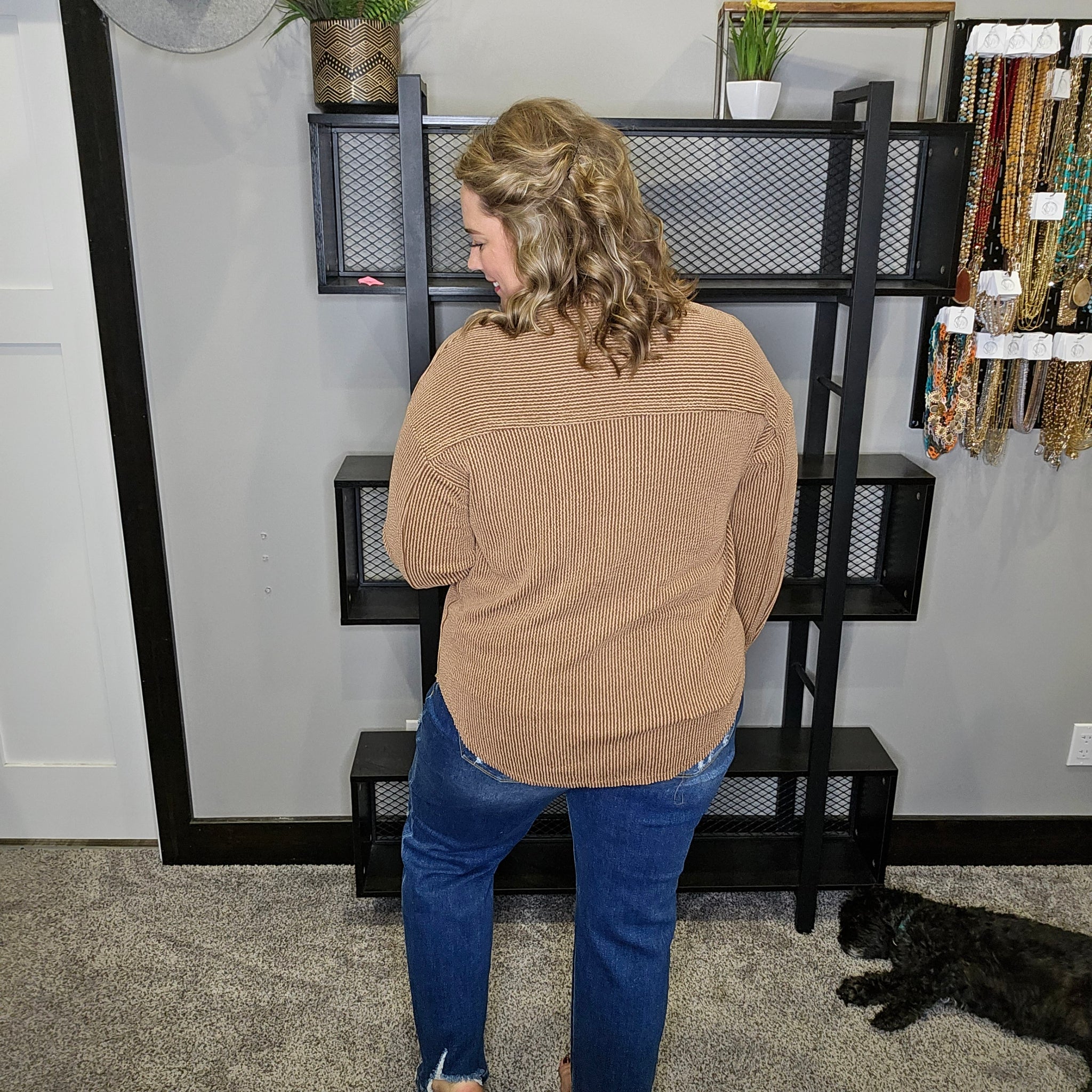 Have It All Ribbed Shacket - Chestnut