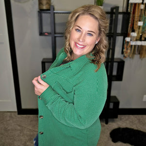 Have It All Ribbed Shacket - Kelly Green