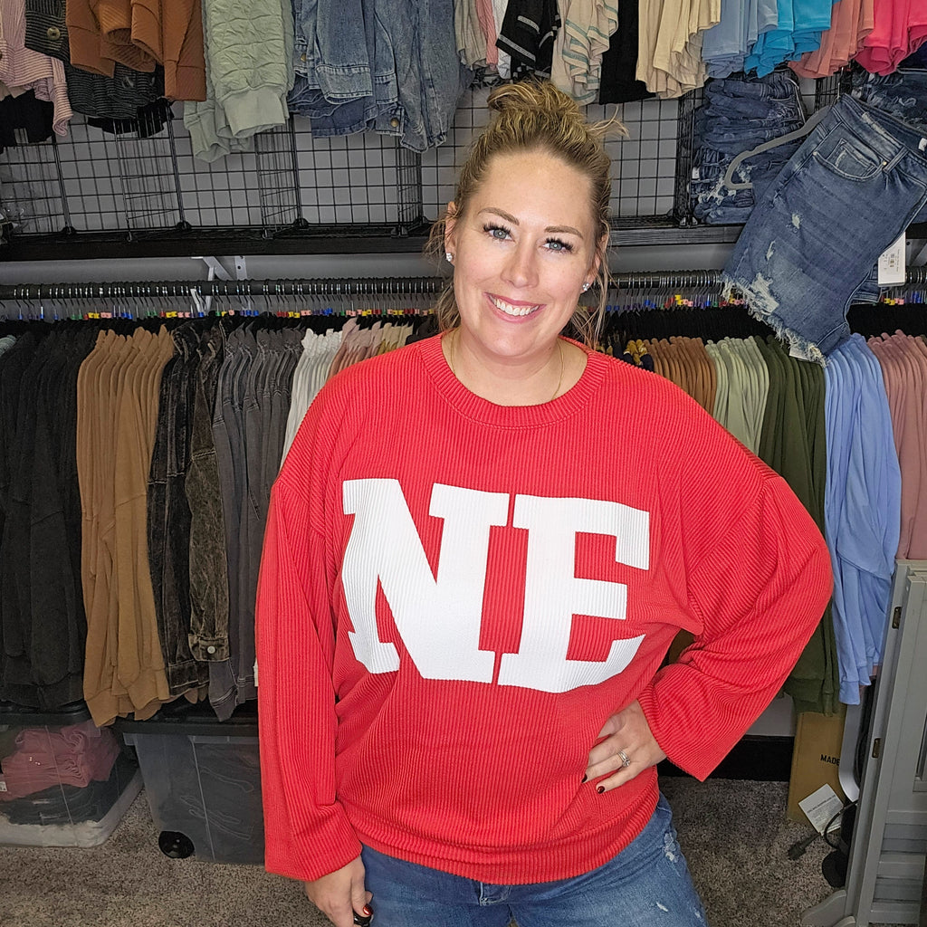 NE Corded Pullover Top - Red