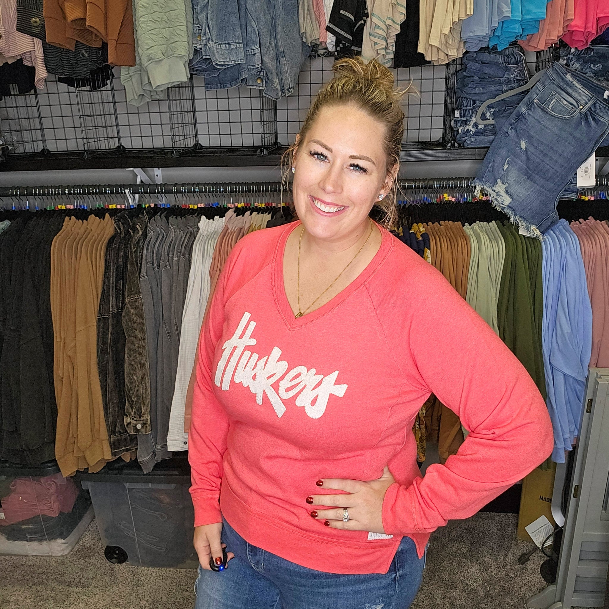 White Sparkle Huskers Sweatshirt