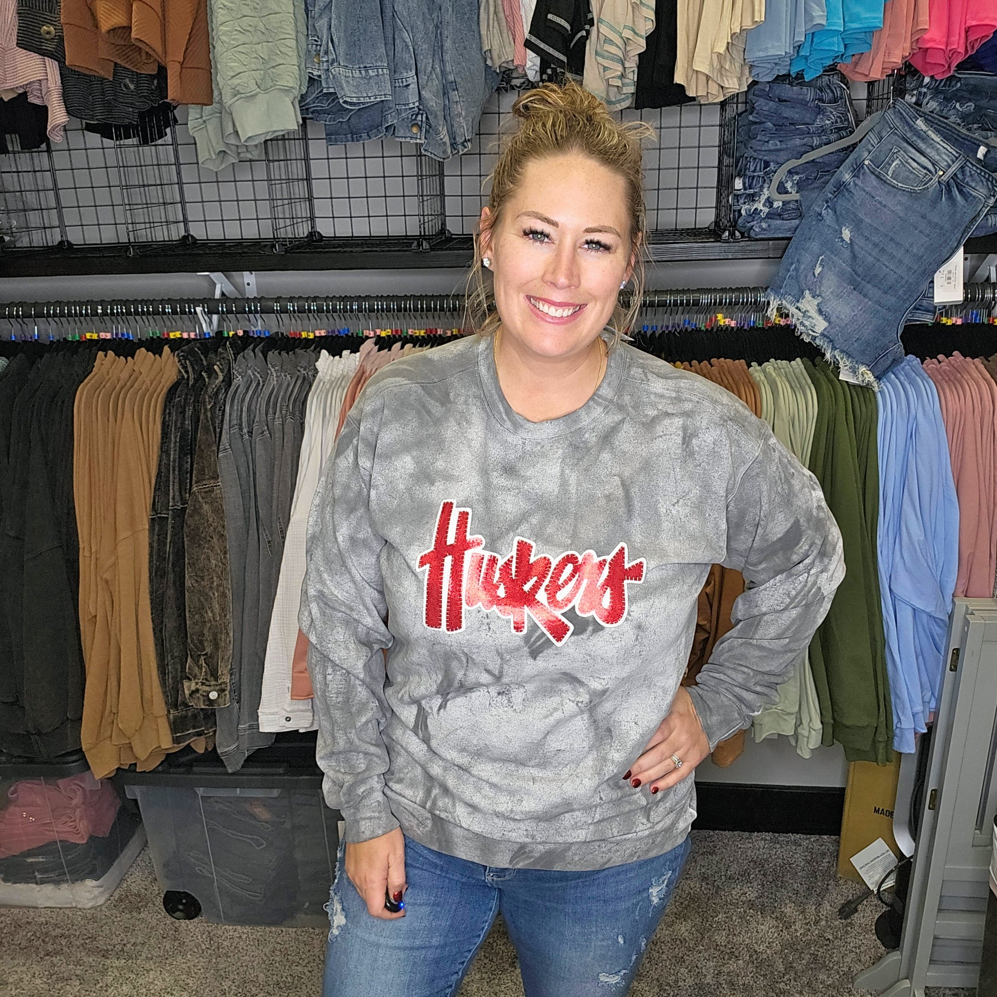 Huskers Script Tie Dye Sweatshirt