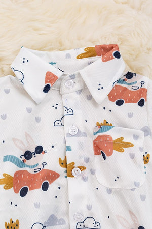 KIDS - Bunny Car Polo Onesie - Baby