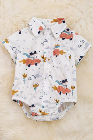 KIDS - Bunny Car Polo Onesie - Baby
