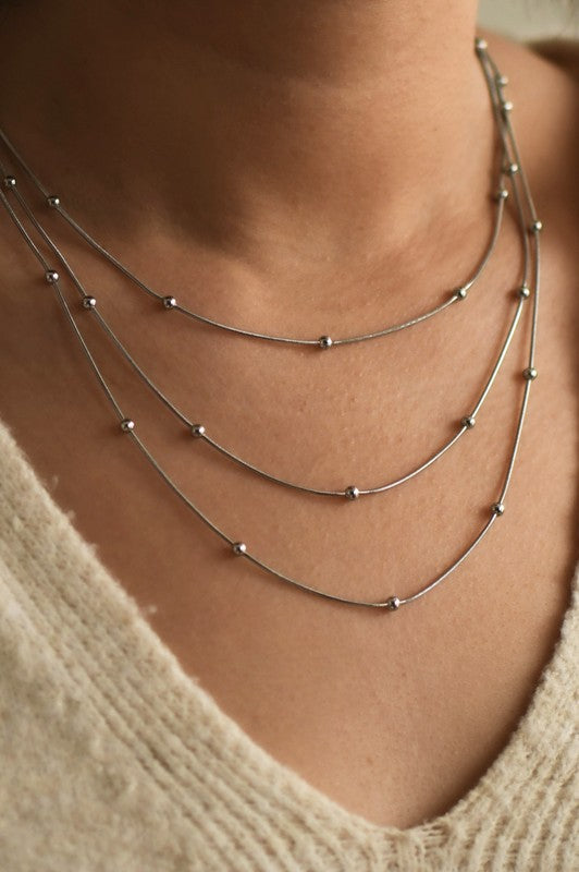 Miranda 18K Layered Necklace - Silver